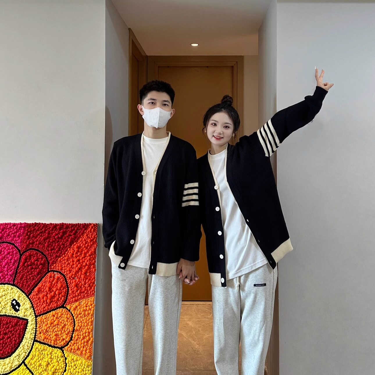 仓树一石针织开衫男士情侣装外套春秋高级感毛衣宽松开衫休闲毛线