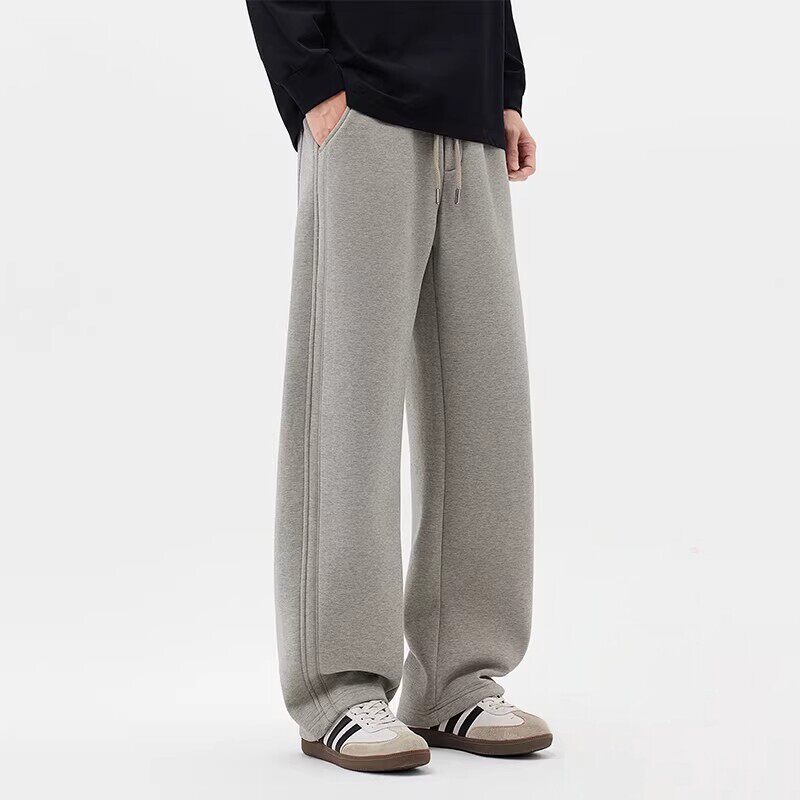 仓树一石潮牌新款流行春秋抽绳直筒裤男士宽松时尚休闲运动卫裤