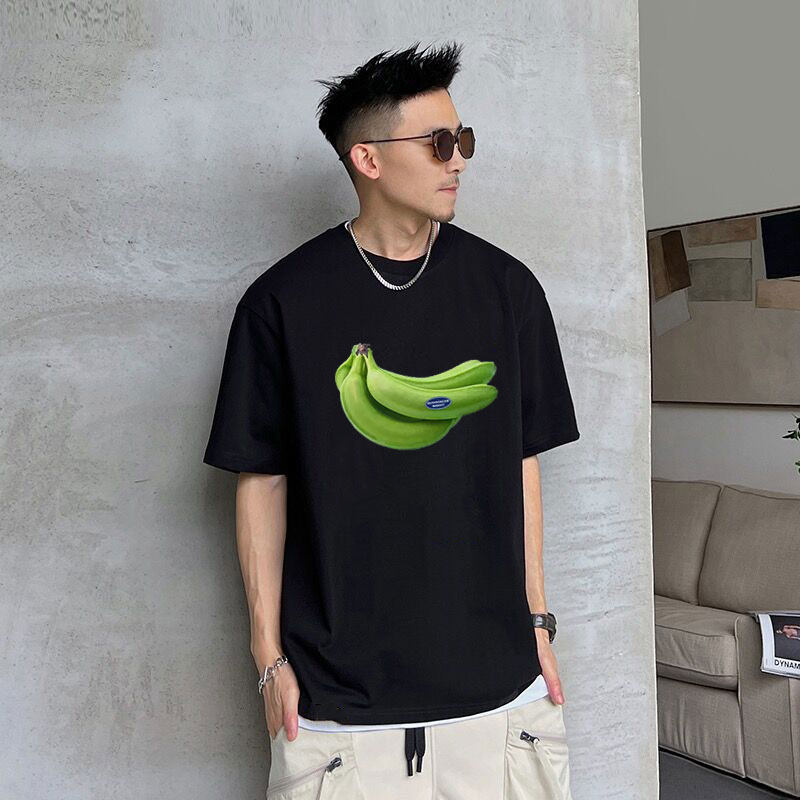 仓树一石夏季新款不要焦虑趣味印花短袖t恤男冰丝圆领情侣装上衣