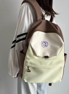 法国ZAMP轻便防泼水双肩包新款撞色大学生上课包书包女电脑包登山