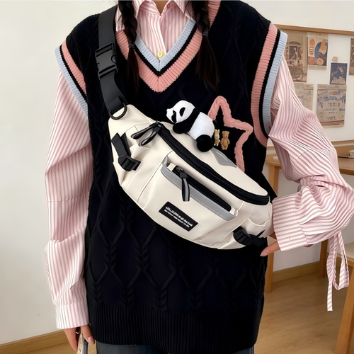 法国专柜CinsKuku胸包女工装风运动斜挎包大容量百搭学生骑行腰包