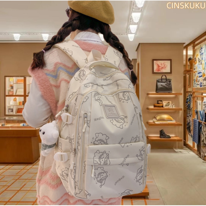 法国专柜Cins Kuku~书包女初中生大容量减负护脊双肩包高中生背包