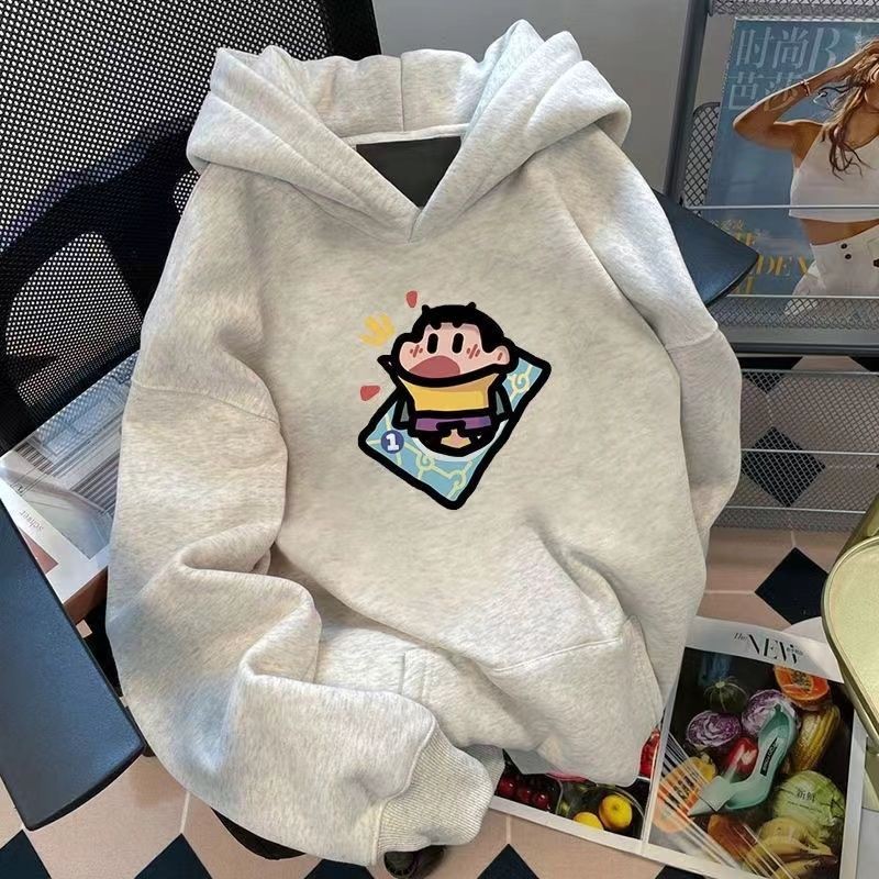 仓树一石秋冬季新款卡通连帽卫衣男士韩版宽松潮流百搭情侣装上衣