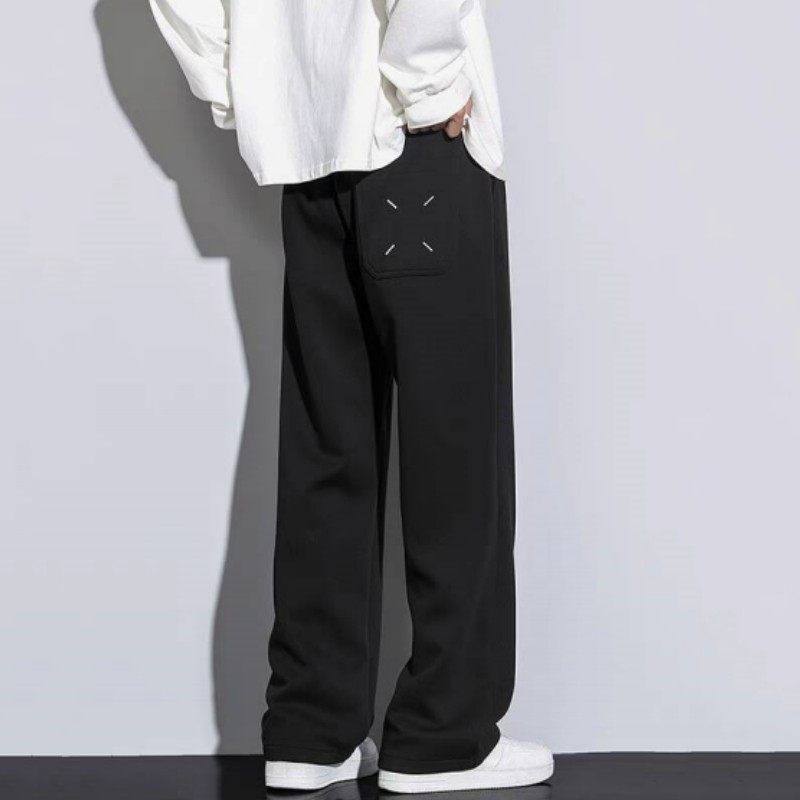 仓树一石潮牌美式高个子加长直筒裤男士秋冬新款宽松加厚休闲裤子