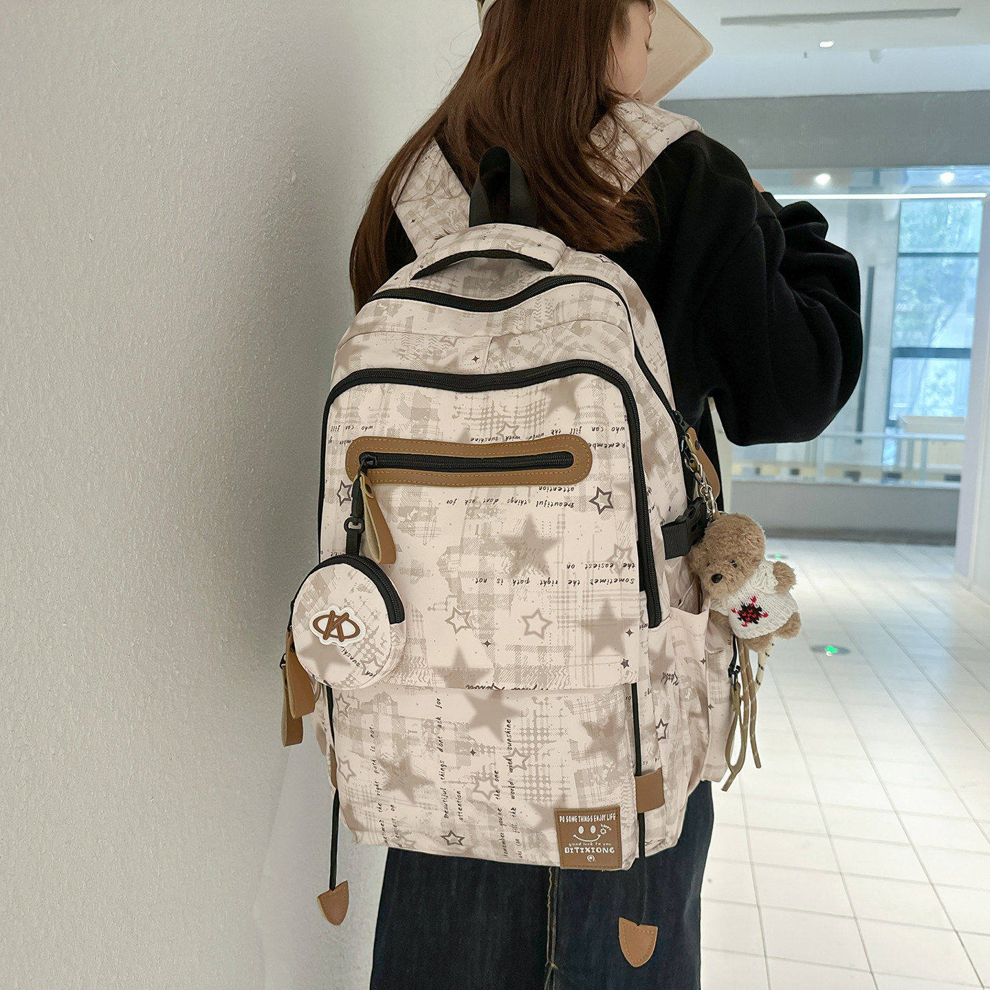 法国DUDK学院风大容量双肩包女新款时尚护脊学生书包轻便电脑背包
