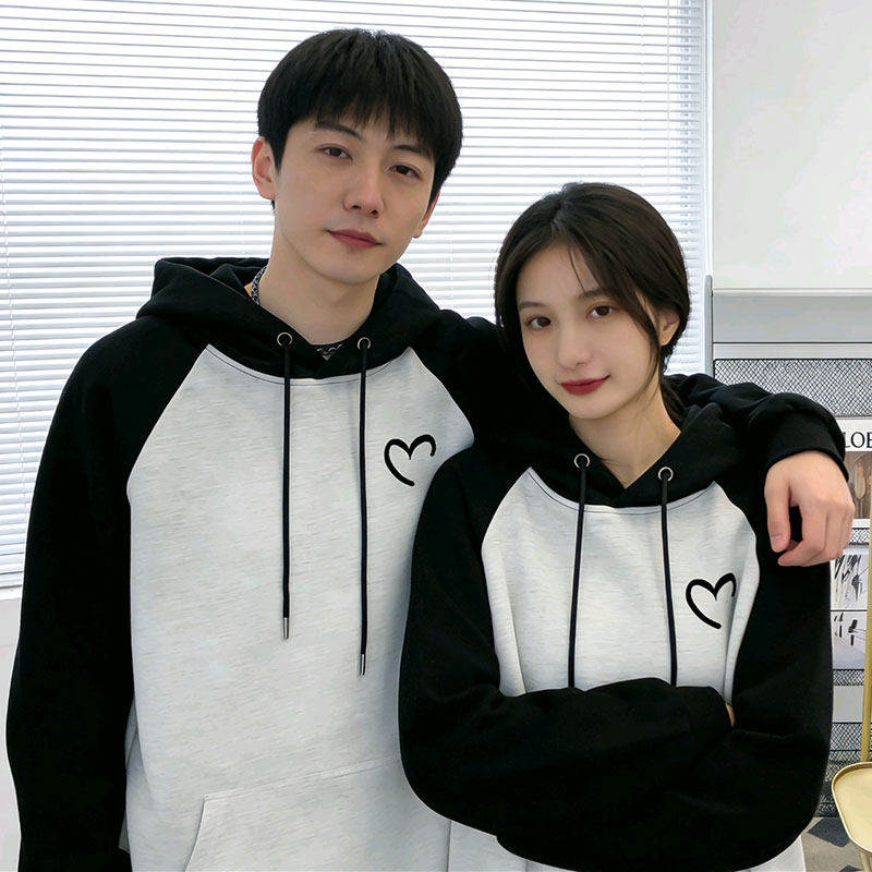 仓树一石美式潮牌连帽卫衣男女同款情侣款春秋季薄款爱心宽松外套