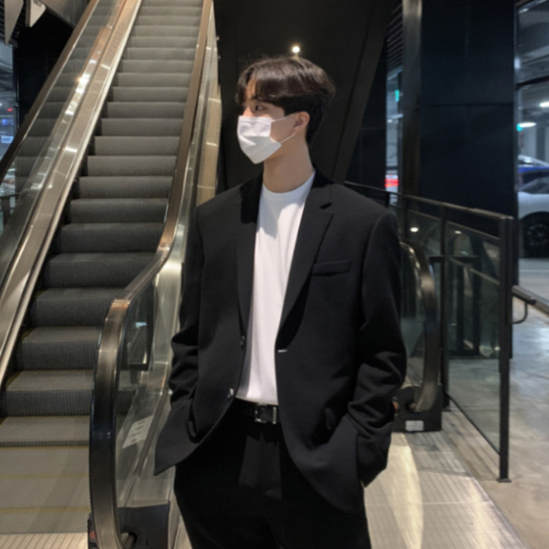 仓树一石休闲小西装外套男士春秋款韩版痞帅修身上衣单排扣西服