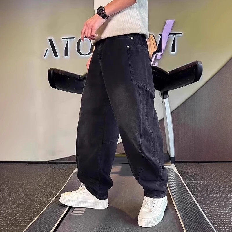 仓树一石弯刀牛仔裤春秋潮流阔腿男裤2026新款工装设计感休闲裤子