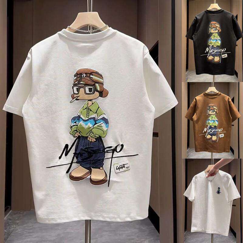 仓树一石潮牌2026夏季新款白色短袖T恤男士高端时尚圆领宽松上衣