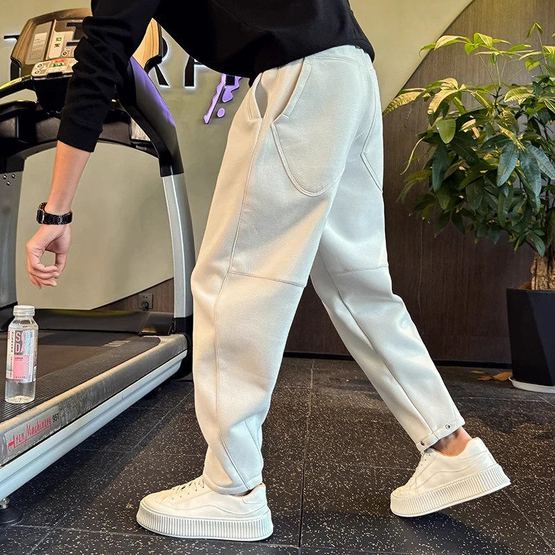 仓树一石潮流高端直筒卫裤男款加绒运动裤痞帅西裤秋冬宽松休闲裤