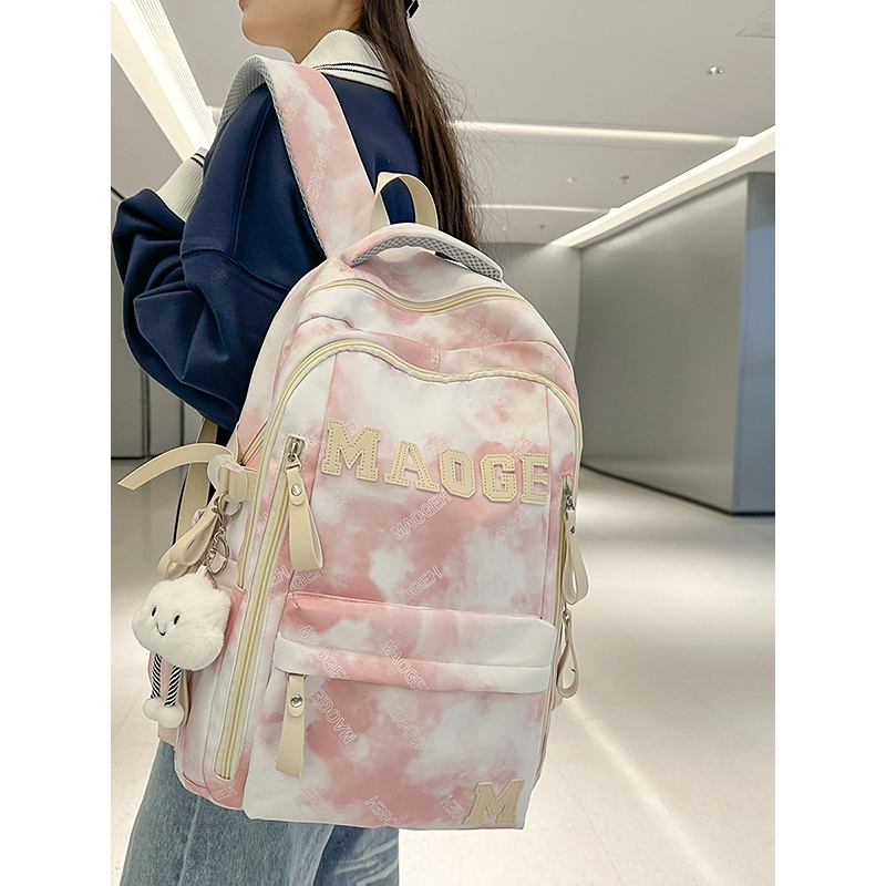 法国书包男初中生高中大学生印花女背包小学生2025新款旅行双肩包