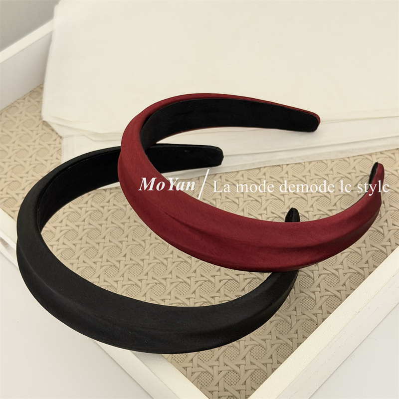 高级凹凸设计感缎面发箍高颅顶质感头箍女气质外出洗脸简约压发卡