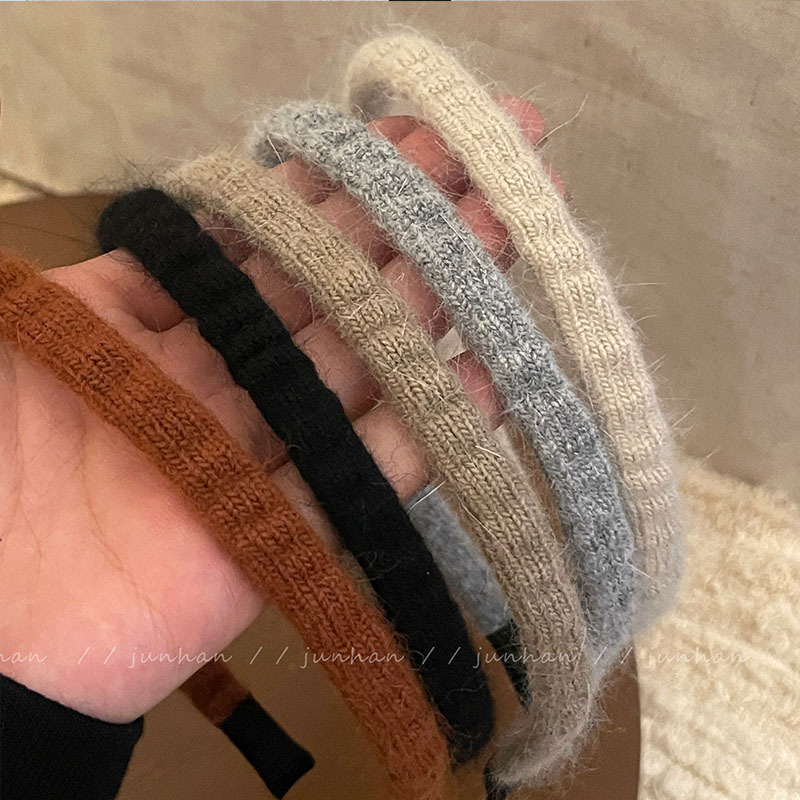 复古秋冬褶皱毛线发卡发箍