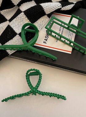 绿色系磨砂盘发抓夹女金属气质大号鲨鱼夹后脑勺发卡夹子头饰发夹