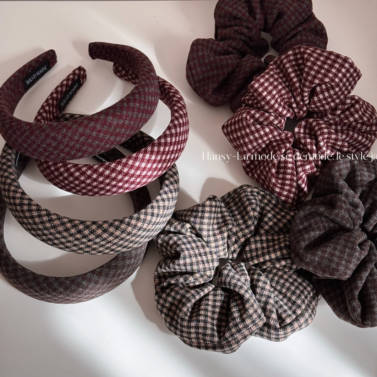 韩版复古海绵发箍女简约布艺格子高颅顶头箍日常洗脸发卡头饰发饰