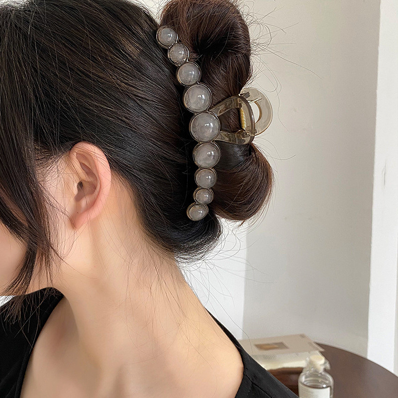 高级感ins圆珠发夹女大号鲨鱼夹