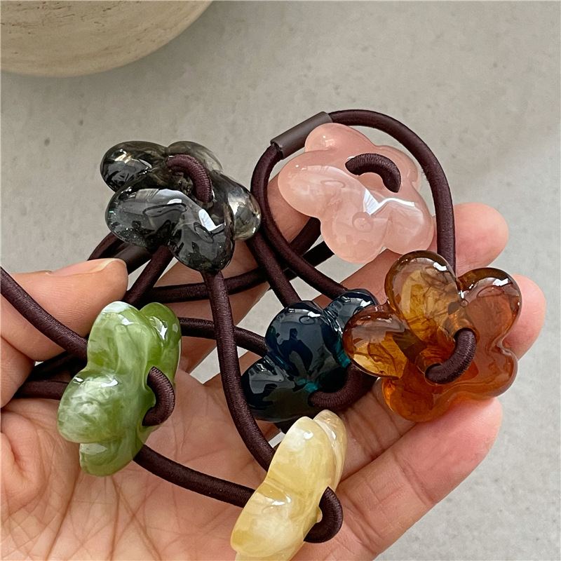 质感水墨纹理亚克力花朵发圈