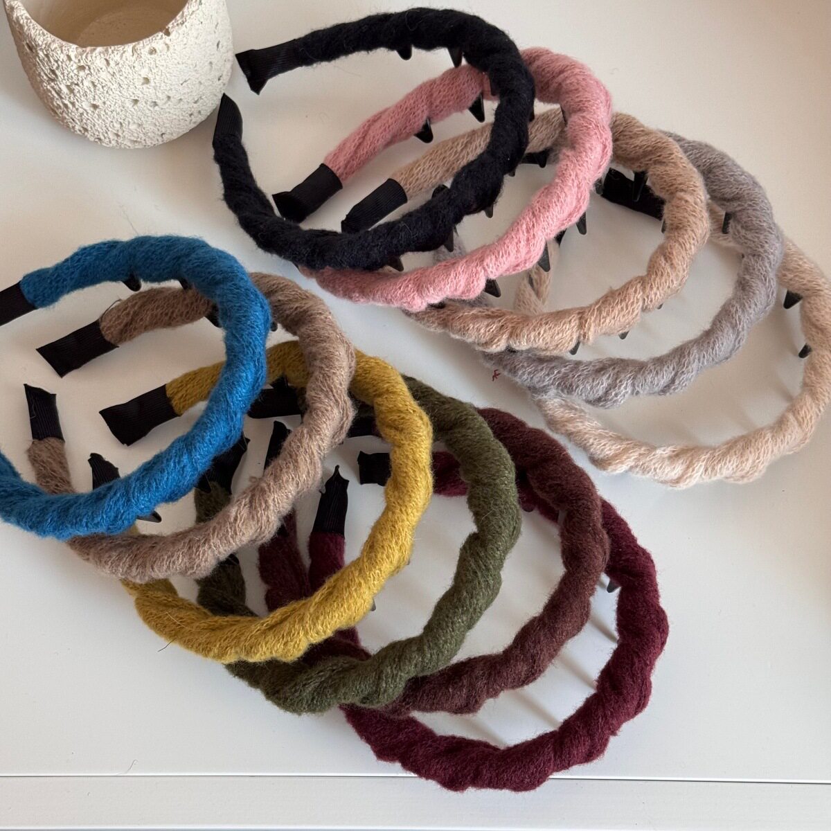 毛线缠绕高颅顶发箍女秋冬高级感头箍带齿防滑洗脸发卡压发发饰,户外/登山/野营/旅行用品,旅行发卡,淘宝优惠券,粉丝福利购,淘宝优惠卷