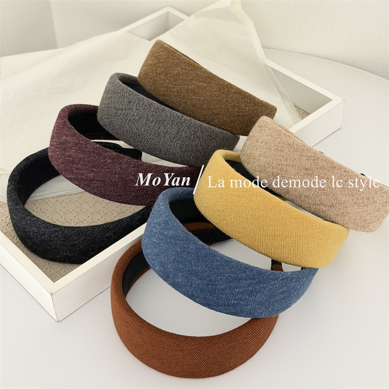秋冬复古新设计针织发箍女高颅顶洗脸压发头箍气质百搭纯色压发卡