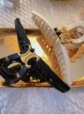 慵懒风~时尚DOOR高级感发饰抓夹黑色白色大号鲨鱼夹后脑发卡