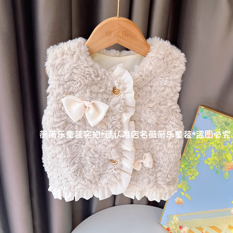 公主风仿皮草春秋冬蝴蝶结童装