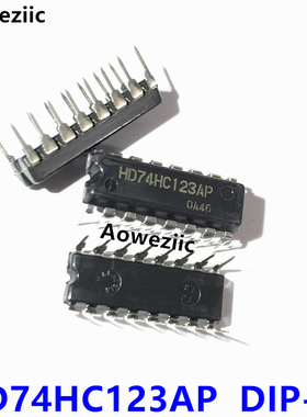 1个 HD74HC123AP DIP-16 双重可再触发的单稳态多谐振荡器 进口