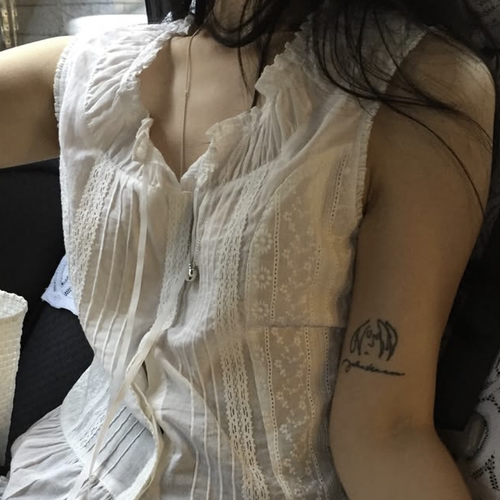 ins风白色无袖花边显瘦衬衫女