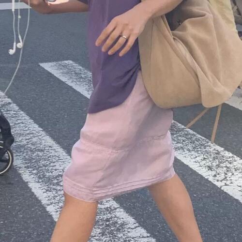 甜美压褶木耳边A字蛋糕半身裙