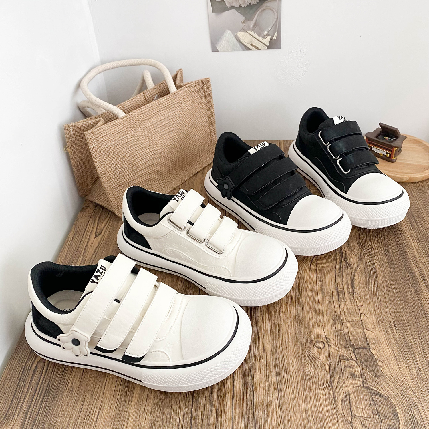 小众设计联名款厚底魔术贴大头鞋