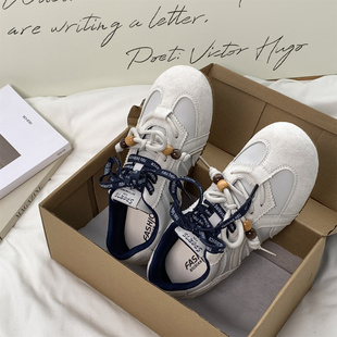 美式复古德训鞋女款2025秋季新款百搭皮面休闲鞋子板鞋高级感女鞋