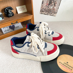 奶油面包鞋 女鞋 小白鞋 百搭休闲厚底复古滑板鞋 女春秋2026新款 韩版