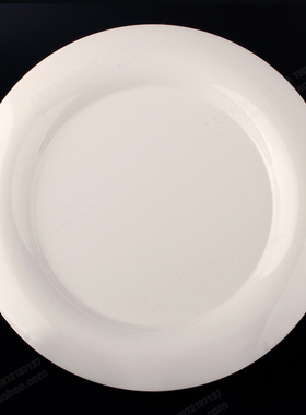 丰美高档密胺盘子11寸反边圆盘 美耐皿菜盘白色牛排盘炒饭盘P028