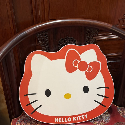 kitty可折叠收纳圆形卡通桌子复古款中古红色约30高直径约50