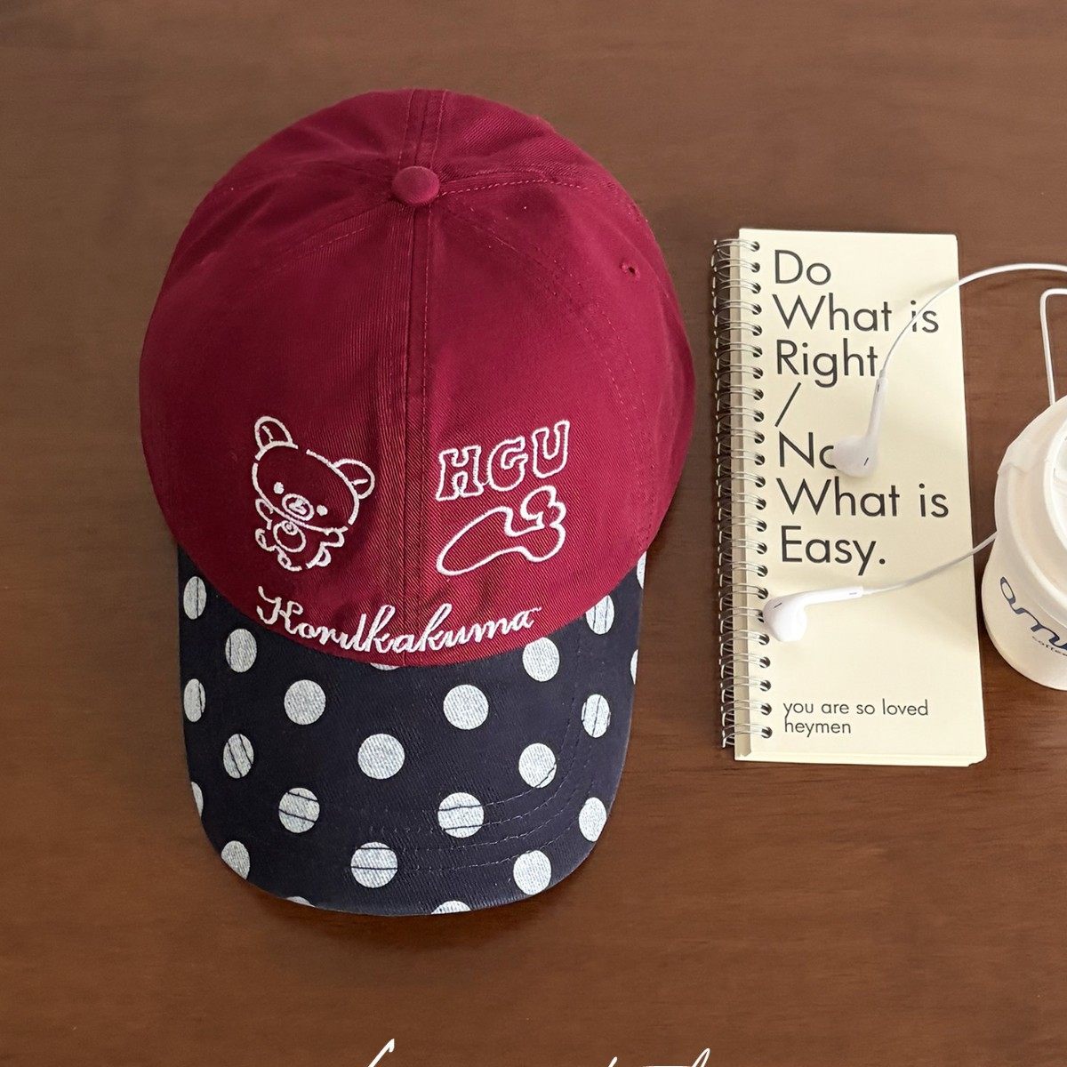 韩系可爱卡通小熊刺绣棒球帽女四季百搭软顶波点拼接鸭舌帽显脸小,运动/瑜伽/健身/球迷用品,棒球帽,淘宝优惠券,粉丝福利购,淘宝优惠卷