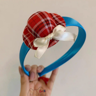 福福!原创手作古早味蓝色格纹小礼帽发箍头饰可爱y2k 可当项链