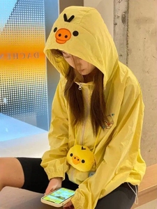 多巴胺可爱小黄鸡防晒外套女夏季宽松慵懒风防紫外线薄款防晒服潮
