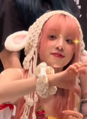 宋雨琪小羊帽明星潮手工流苏针织韩版2025新款小众流行包头帽