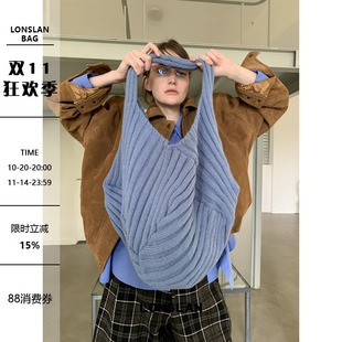 Lonslan BAG 2025NEW 休闲百搭松垮大容量粗毛线针织通勤单肩包