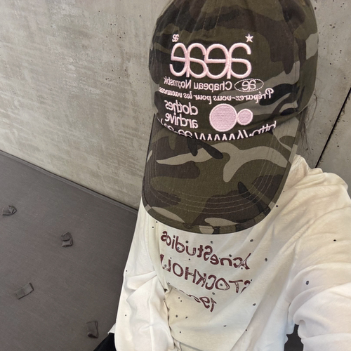韩国潮牌Aeae迷彩字母刺绣棒球帽ins风小众遮阳防晒鸭舌帽女男