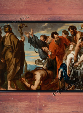 摩西和铜蛇 Moses and the Brazen Serpent 教派故事出埃及记油画