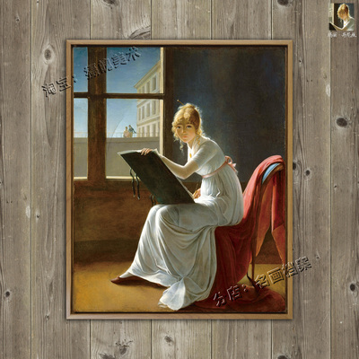 年轻女子作画 Marie-Denise Villers 玛丽丹尼斯维勒斯小众油挂画