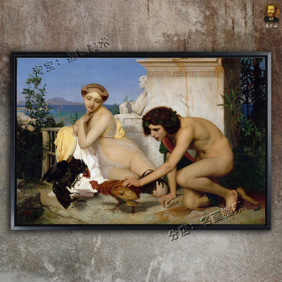 斗鸡Young Greeks Attending a Cock Fight 热罗姆 油画 gerome画