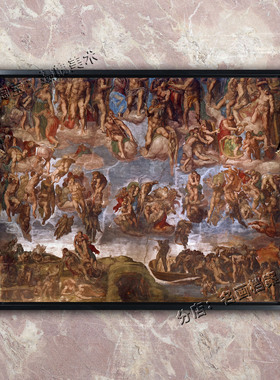 最后的审判-红色 西斯廷教堂穹顶画 Sistine Chapel 米开朗琪罗画