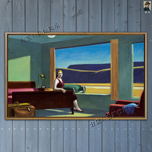 西部旅馆 western motel现代成熟职业女性油画挂画装饰爱德华霍珀