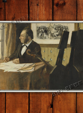 大提琴家派雷 The Cellist Pilet 演奏大提琴油画 德加琴房装饰画