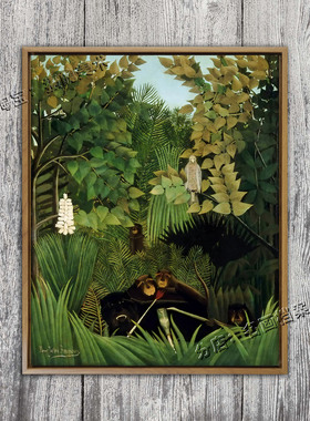 欢乐 The Merry Jesters 卢梭绿色丛林树木朴素艺术原始主义 油画