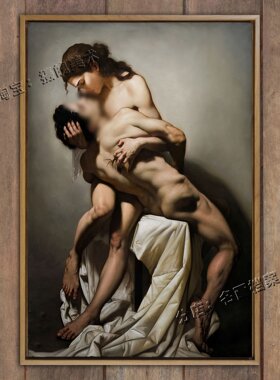 仪式 男女拥抱亲嘴装饰油画壁画人体艺术裸画世界名画《IL RITO》