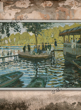 游艇(蛙塘) La Grenouille莫奈装饰油画 挂画 印象派 田园风景画