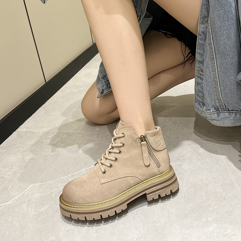 厚底小个子增高马丁靴女真皮