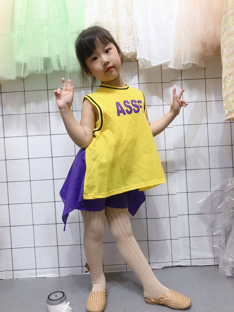 Kids girl Short sleeved T-shirt shorts 2020 Summer wear new pattern CUHK College wind children suitin the Children/Baby/Family fitted , Set  category - from Buy2taobao.com to provide professional Taobao agent buy service